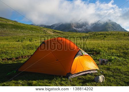 Mountain Oshten in Caucasus under blue sky