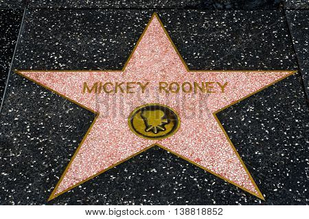 Mickey Rooney Star On The Hollwyood Walk Of Fame
