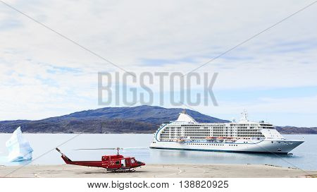 Greenland background beautiful blue cruise destinations earth ecology environment fjord floating frost frozen geography global helicopter helipad holiday holidays ice iceberg industrial journey landing landscape luxury nature nobody north ocean outdoors p