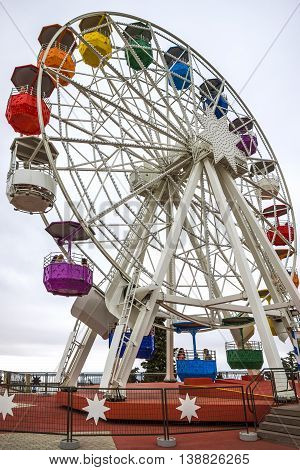 BARCELONA SPAIN - JULY 3 2016: Ferris wheel in Tibidabo Barcelona