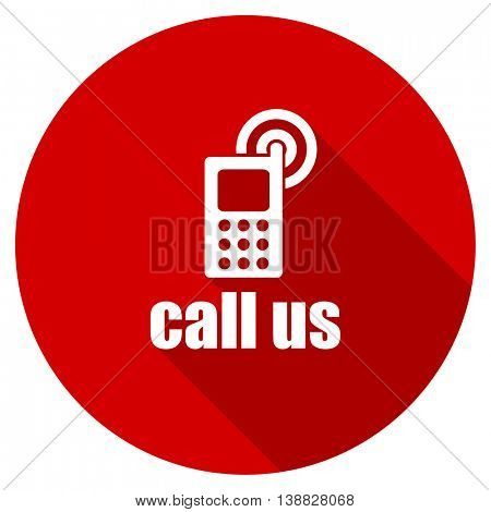 call us vector icon, red modern flat design web element