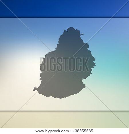 Mauritius map on blurred background. Blurred background with silhouette of Mauritius. Mauritius. Mauritius map. Blurred background.