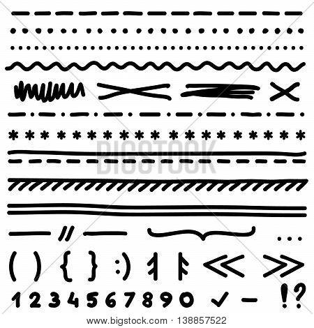 Set of hand drawing elements for edit and select text. EPS10