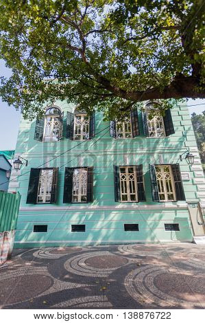 Taipa, Macau - February 2, 2015: Taipa Old Village - The historical part of Taipa is best preserved in this village in the south of the district. 
An intricate warren of alleys hold traditional Chinese shops and some excellent restaurants, while the broad