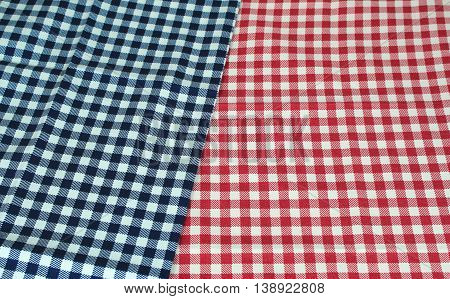 checkered tablecloth red and blue texture background