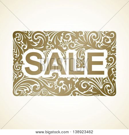 Decorative ornamental card text SALE. Vector illustration