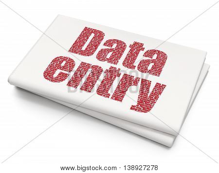 Data concept: Pixelated red text Data Entry on Blank Newspaper background, 3D rendering