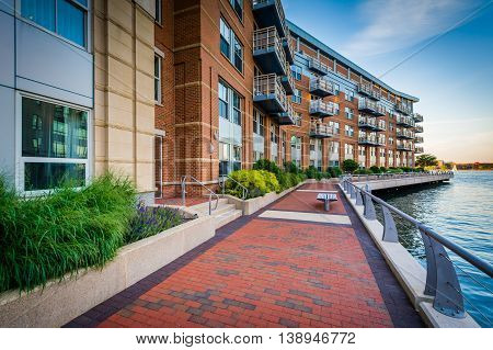 The Boston Harborwalk At Battery Wharf, In The North End, Boston, Massachusetts.