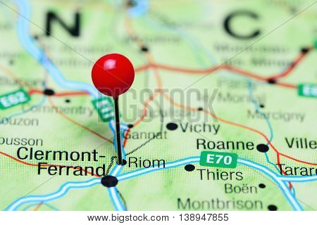 Riom pinned on a map of France