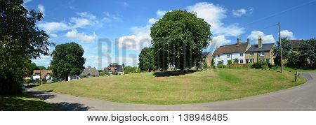 Panorama of the green at Abbotsley Cambridgeshire England
