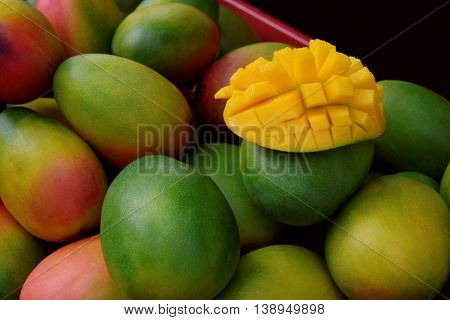 Ripe mango in Birmingham city market. Fresh mango in market.