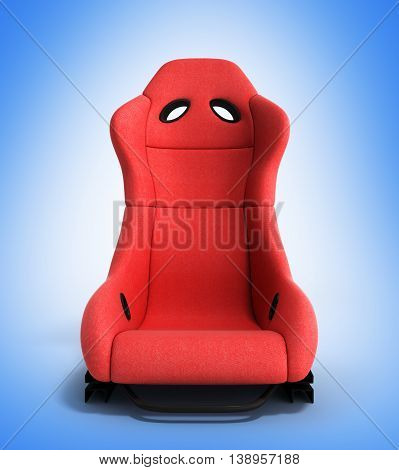 Sporty Red Automobile Armchair Front 3D Illustration On A Gradient Background