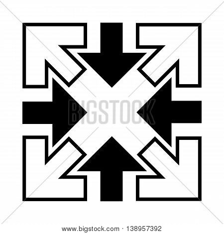 Full screen and exit full screen arrows icon in simple style isolated on white background