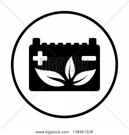 Car Battery With Leaf Icon