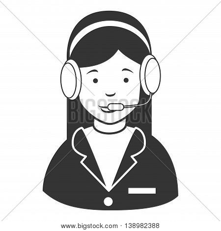 woman callcenter headphones , isolated flat icon cartoon