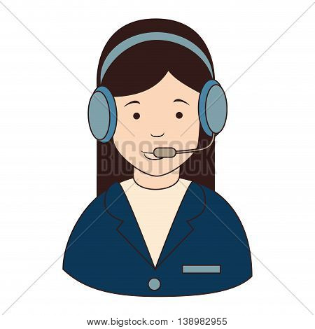 woman callcenter headphones , isolated flat icon design