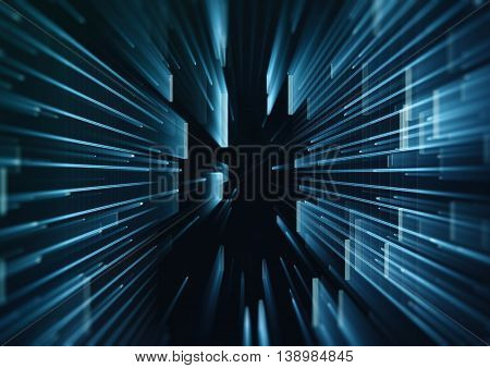 Abstract blue lines with bright glow. Template design