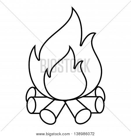 Wood fire flammes , isolated black and white flat icon design