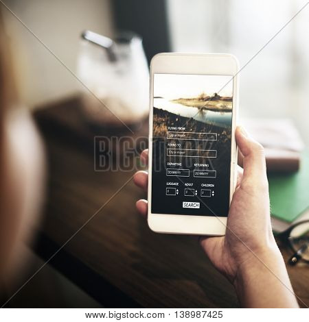 Flight Booking Cafe Destination Travel Concept