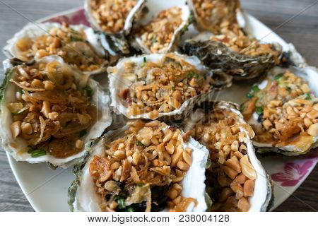 Grilled Oysters With Oil, Green Onion, Roasted Peanut