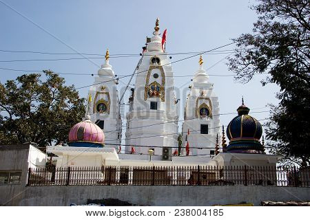 Outside View Of Towers Of Bada Ganapati Temple, Indore, Madhya Pradesh, India, Asia