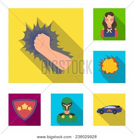 A Fantastic Superhero Flat Icons In Set Collection For Design. Superhero Equipment Vector Symbol Sto