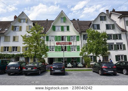 The Town Of Glarus On The Swiss Alps