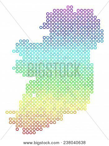 Spectral Ireland Island Map. Vector Geographic Map In Bright Spectral Color Color Tints. Spectrum Ha