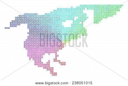 Spectral North America Map. Vector Geographic Map In Bright Rainbow Color Tones. Spectrum Has Circul