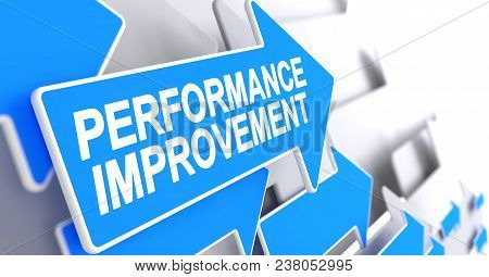 Performance Improvement - Blue Pointer With A Text Indicates The Direction Of Movement. Performance 