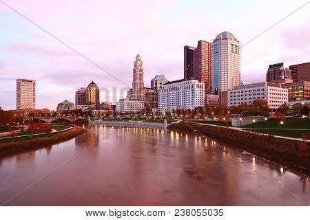 The Columbus, Ohio City Center Before Sunrise