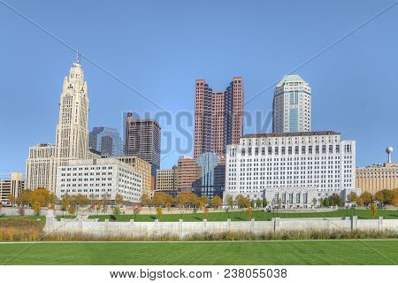 The Columbus, Ohio Skyline On A Clear Day