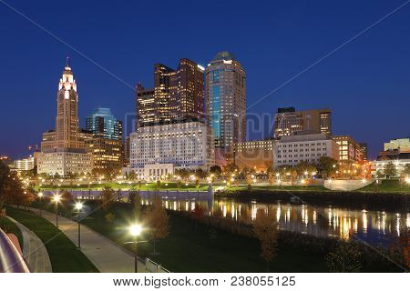 The Columbus, Ohio City Center At Night