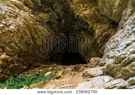 The Entrance Of The Cave In The Rocky Mountain Of Yew And Box-tree Grove, Sochi, Russia