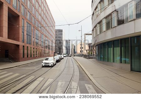 Vienna, Austria - 15 April 2018: Cars Parked On The Streets Of The City.