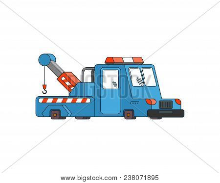 Tow Truck Isolated. Wrecker For Evacuates Auto. Help On Road. Vector Illustration