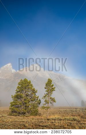 A Fogbow In The Scenic Landscape Of Grand Teton National Park Wyoming In Fall
