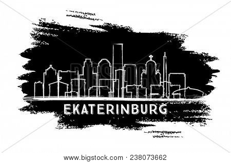 Ekaterinburg Russia City Skyline Silhouette. Hand Drawn Sketch. Business Travel and Tourism Concept with Modern Architecture. Ekaterinburg Cityscape with Landmarks.