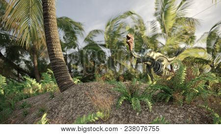 3d rendering of the caudipteryx dinosaur 
