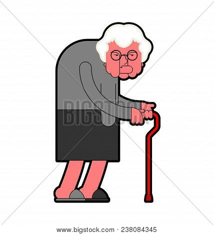 Evil Grandmother Old Hag. Bad Grandma. Old Lady Angry. Vector Illustration
