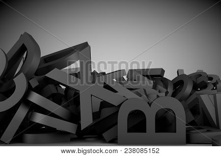 3d Illustration Horizontal Closeup Of Black Letters Background Texture