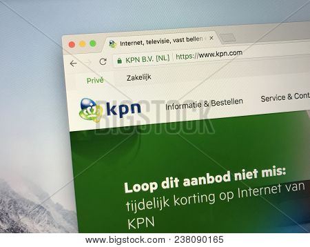 Amsterdam, The Netherlands - March 27, 2018: Homepage Of Kpn, A Dutch Landline And Mobile Telecommun