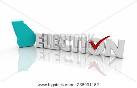Georgia GA Election Voting State Map Word 3d Illustration