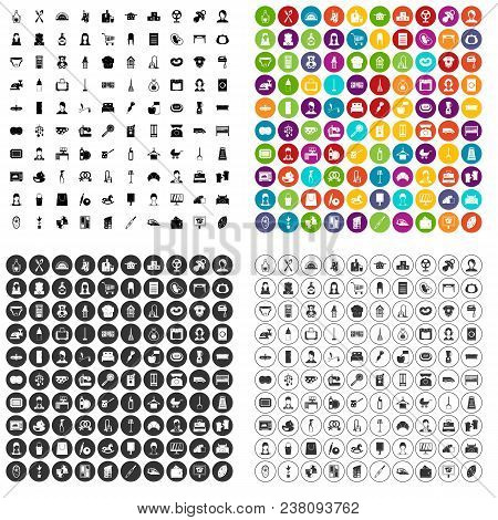 100 Housewife Icons Set Vector In 4 Variant For Any Web Design Isolated On White