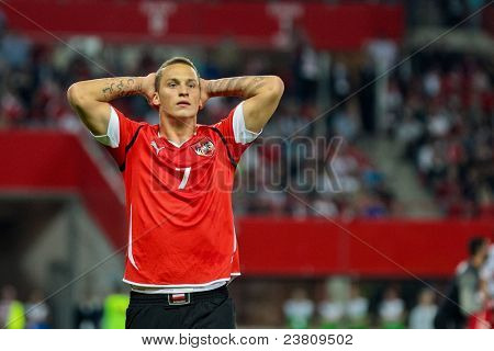 Wien, Österreich - SEPTEMBER 6 Marko Arnautovic (#7, Österreich) ist enttäuscht, da ein Ergebnis
