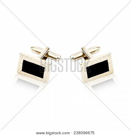 Silver Cuff Links On White
