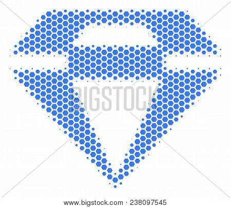 Halftone Hexagon Diamond Icon. Pictogram On A White Background. Vector Composition Of Diamond Icon M