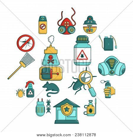 Pest Control Tools Icons Set. Cartoon Illustration Of 16 Pest Control Tools, Vector Icons For Web
