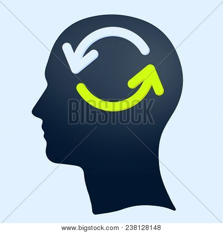 Head With Brain Icon Eps 10. Simple Isolated Silhouette Symbol.
