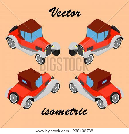 Retro Car In Isometric. An Old Car Of The 20th Century.